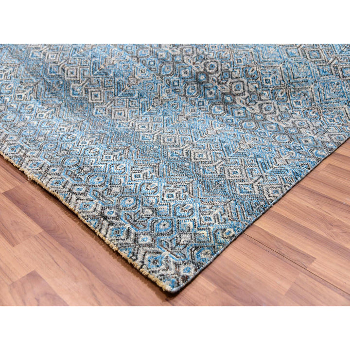 12'0" x 12'0" New Hand Knotted Blue Cotton Square Oriental Rug - MOA10279768