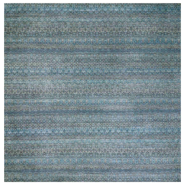 12'0" x 12'0" New Hand Knotted Blue Wool Square Oriental Rug - MOA10279770