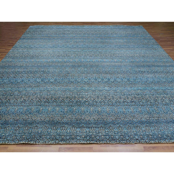 12'0" x 12'0" New Hand Knotted Blue Wool Square Oriental Rug - MOA10279770