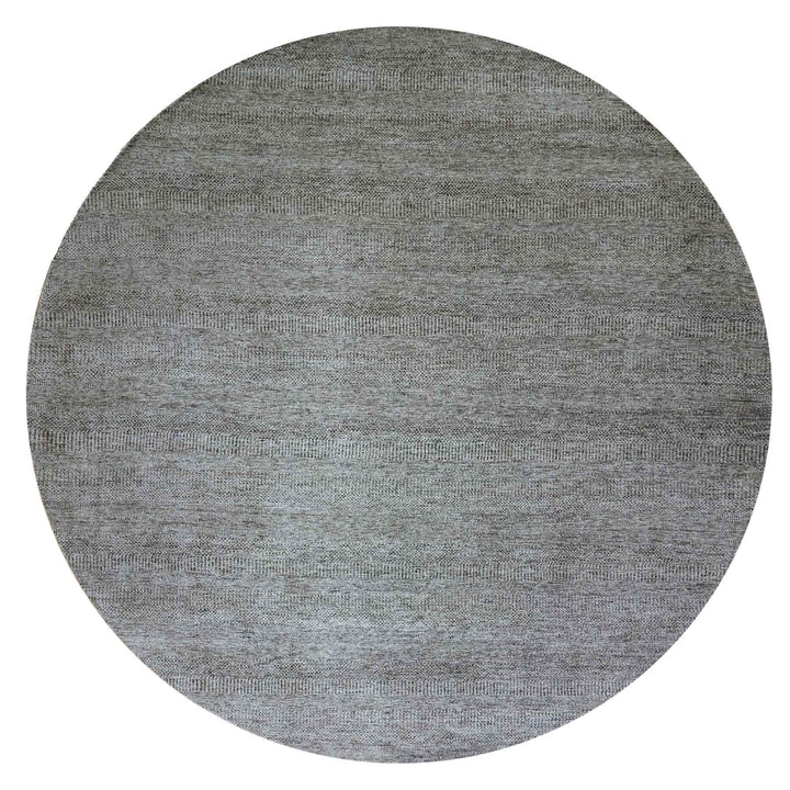 11'11" x 12'0" New Hand Knotted Grey Cotton Round Oriental Rug - MOA10279774