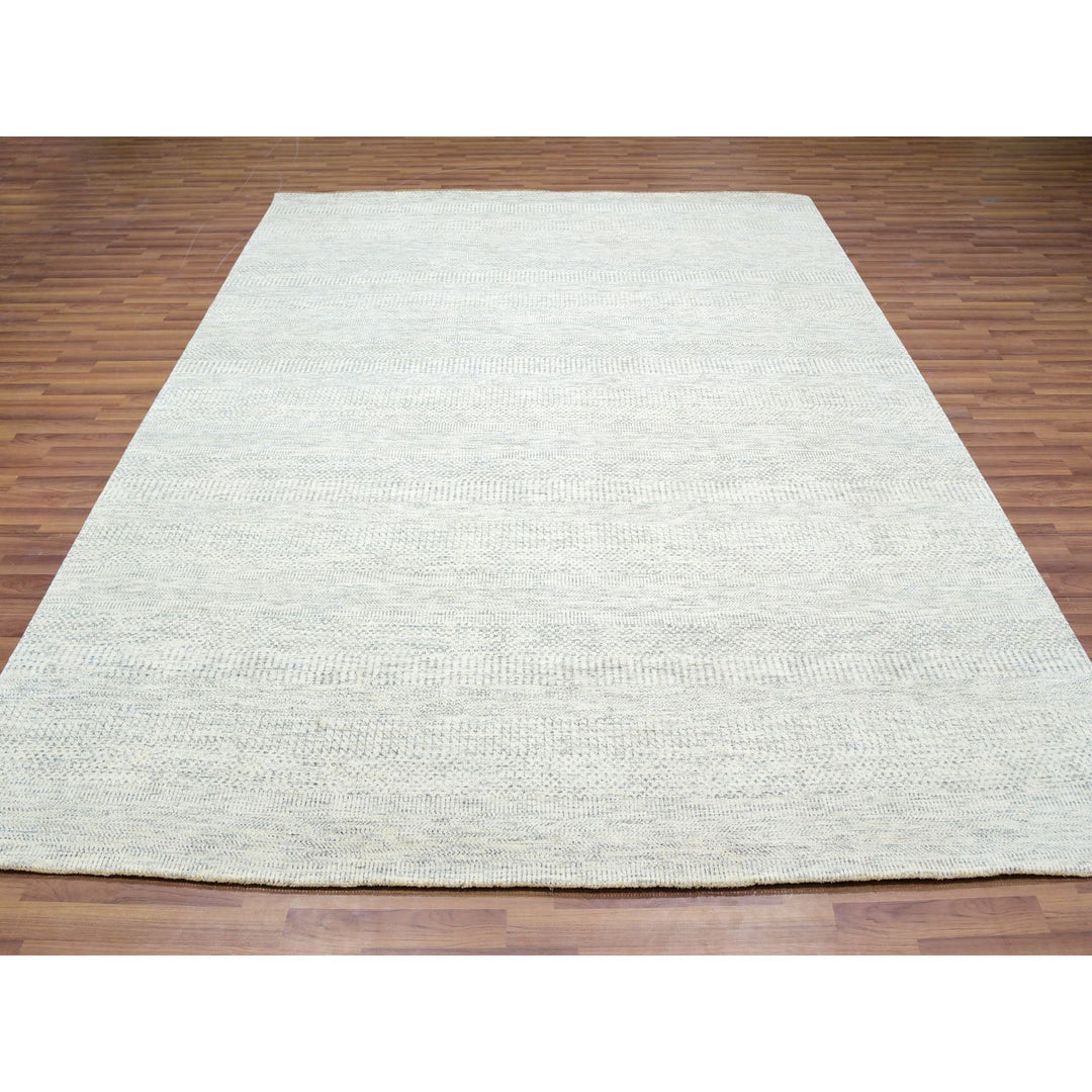 8'1" x 10'1" New Hand Knotted Grey Wool Rectangle Oriental Rug - MOA10279782