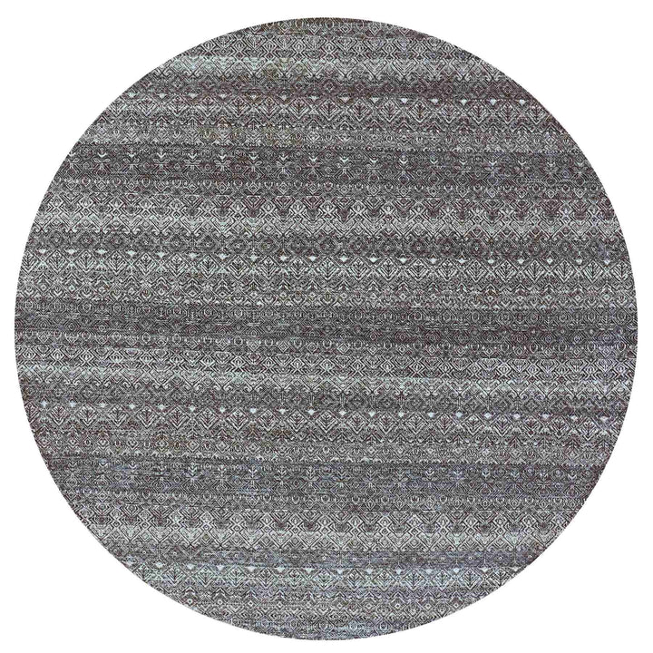 7'11" x 8'0" New Hand Knotted Grey Cotton Round Oriental Rug - MOA10279786