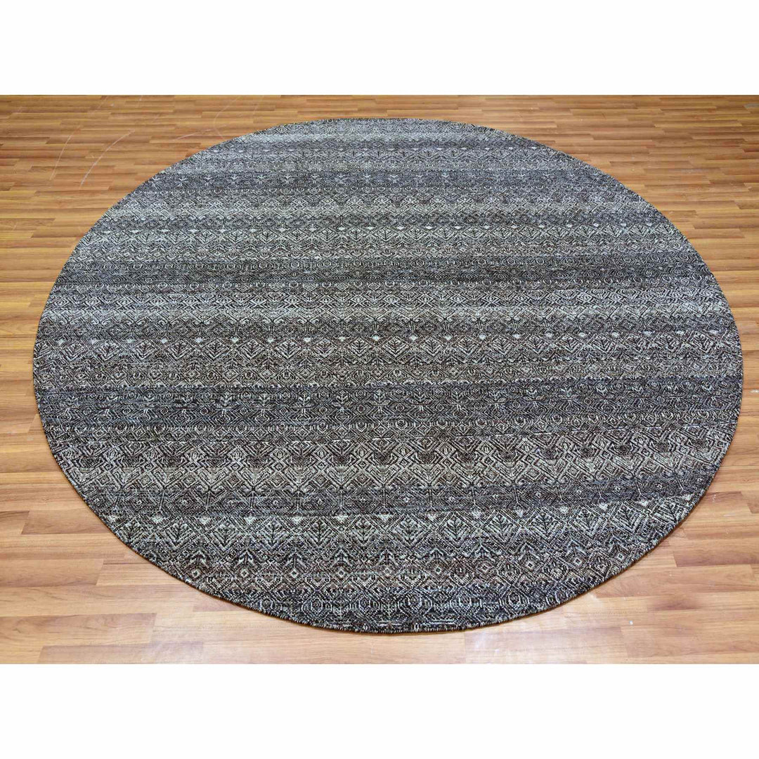 7'11" x 8'0" New Hand Knotted Grey Cotton Round Oriental Rug - MOA10279786