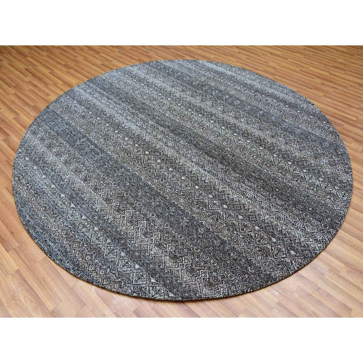 7'11" x 8'0" New Hand Knotted Grey Cotton Round Oriental Rug - MOA10279786