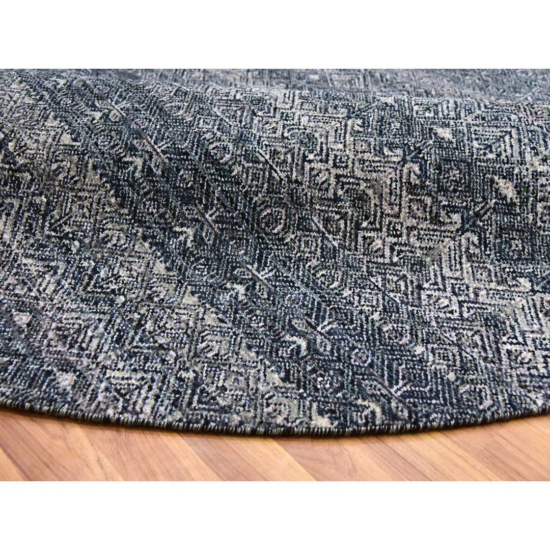 7'11" x 8'0" New Hand Knotted Grey Cotton Round Oriental Rug - MOA10279786