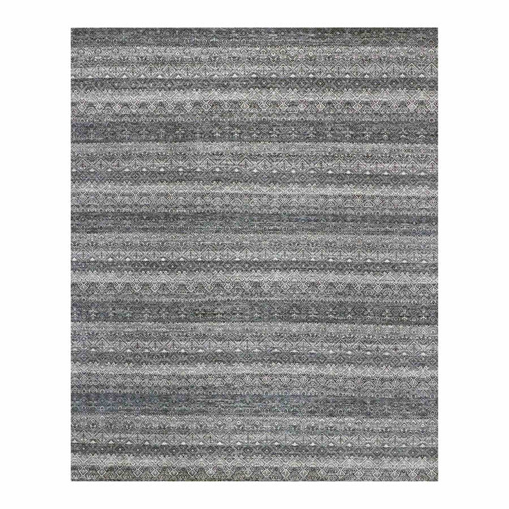 8'0" x 10'1" New Hand Knotted Grey Wool Rectangle Oriental Rug - MOA10279787