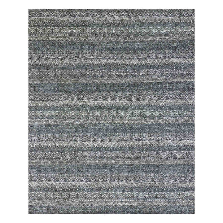 8'0" x 9'11" New Hand Knotted Grey Wool Rectangle Oriental Rug - MOA10279788