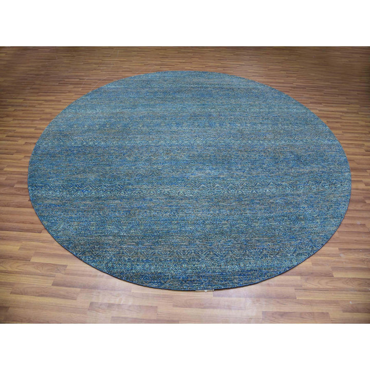 9'11" x 10'0" New Hand Knotted Green Wool Round Oriental Rug - MOA10279790