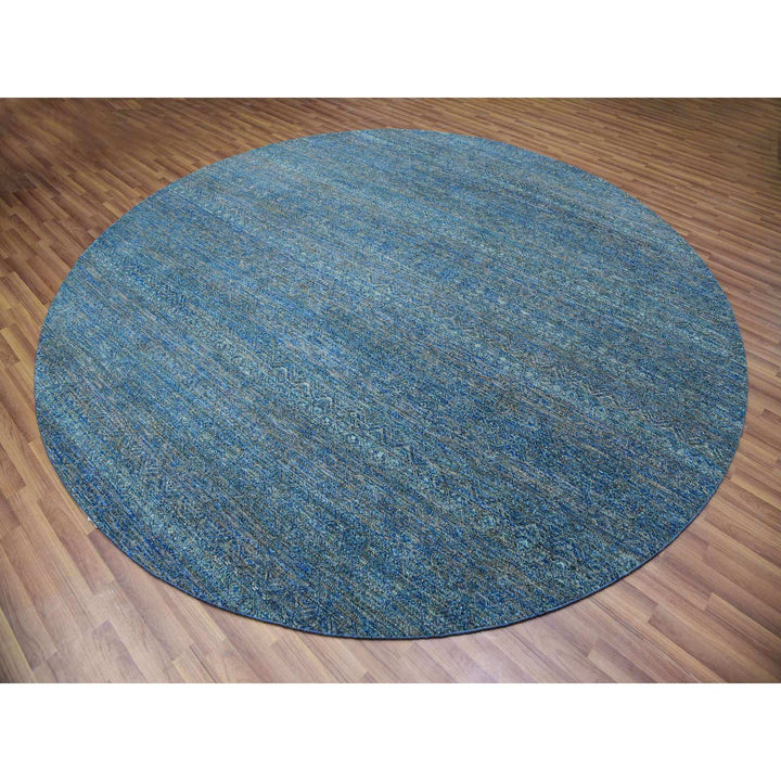 9'11" x 10'0" New Hand Knotted Green Wool Round Oriental Rug - MOA10279790