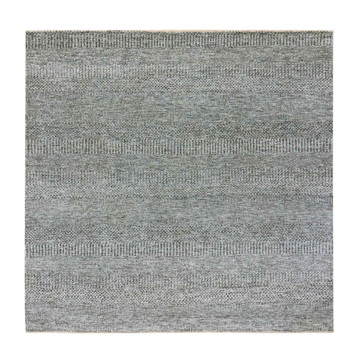 6'1" x 6'6" New Hand Knotted Grey Wool Square Oriental Rug - MOA10279799