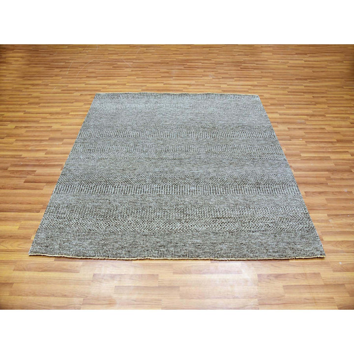 6'1" x 6'6" New Hand Knotted Grey Wool Square Oriental Rug - MOA10279799