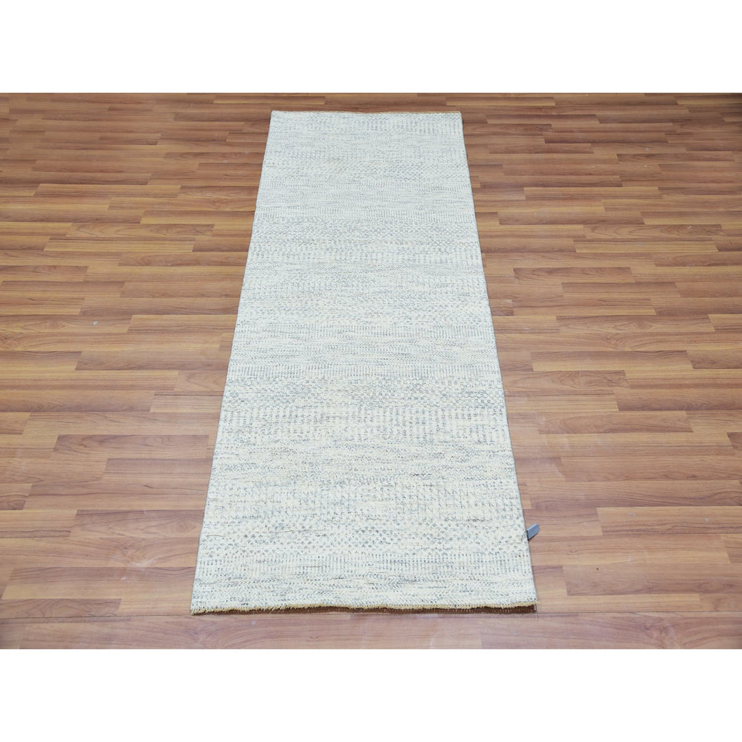 2'6" x 6'0" New Hand Knotted Grey Wool Runner Oriental Rug - MOA10279825