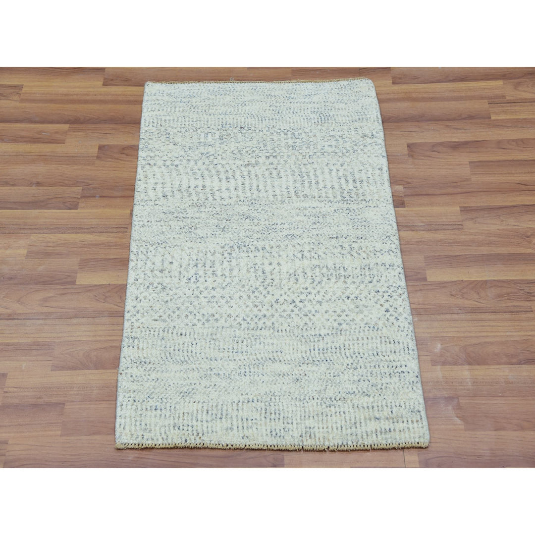 2'0" x 3'1" New Hand Knotted Grey Cotton Rectangle Oriental Rug - MOA10279833