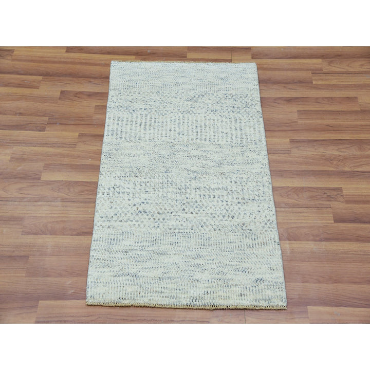 1'11" x 3'1" New Hand Knotted Grey Cotton Rectangle Oriental Rug - MOA10279834