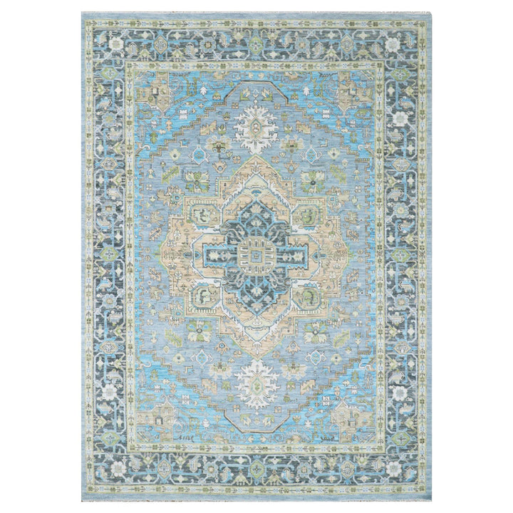 10'2" x 14'3" New Hand Knotted Blue Wool Rectangle Oriental Rug - MOA10279847