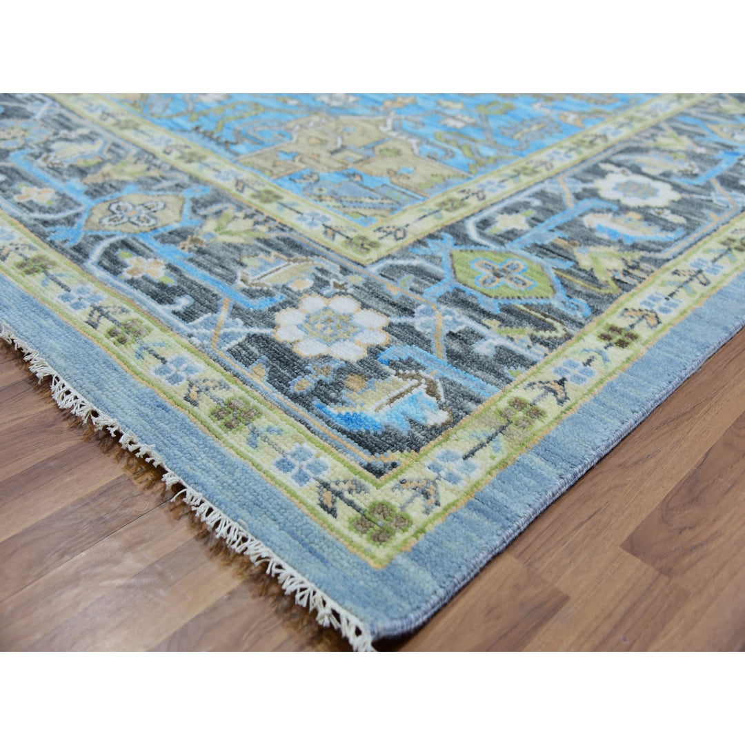 10'2" x 14'3" New Hand Knotted Blue Wool Rectangle Oriental Rug - MOA10279847