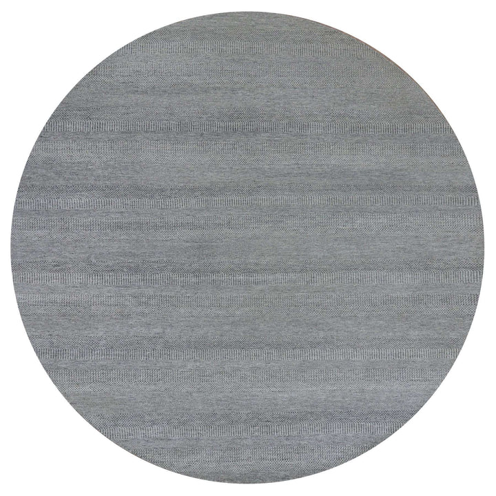 12'0" x 12'0" New Hand Knotted Grey Wool Round Oriental Rug - MOA10279861