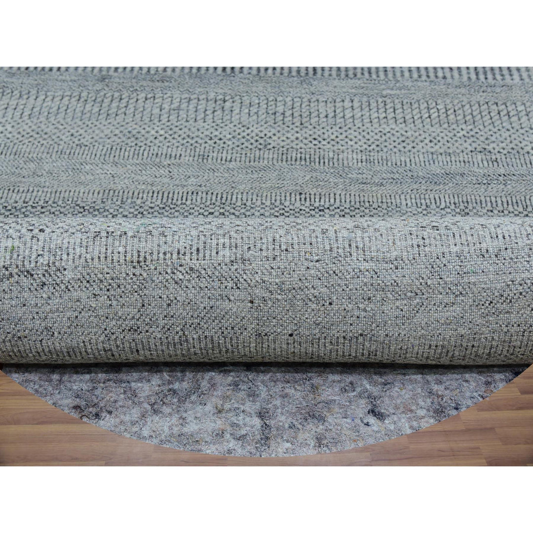 12'0" x 12'0" New Hand Knotted Grey Wool Round Oriental Rug - MOA10279861