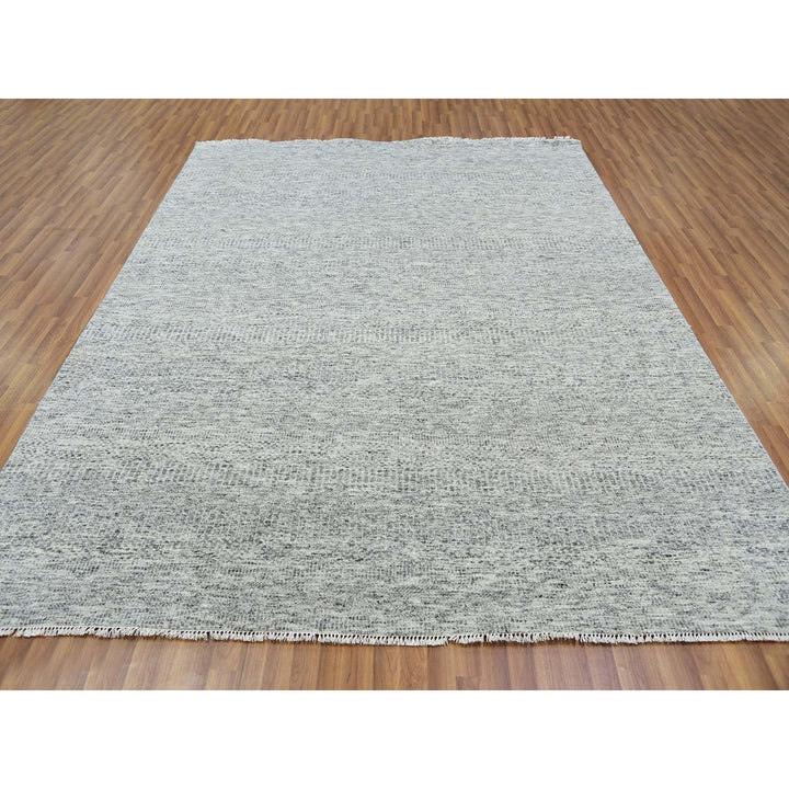 8'0" x 10'2" New Hand Knotted Grey Wool Rectangle Oriental Rug - MOA10279863