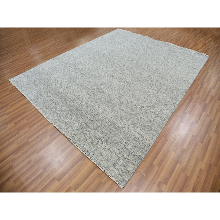 8'0" x 10'2" New Hand Knotted Grey Wool Rectangle Oriental Rug - MOA10279863