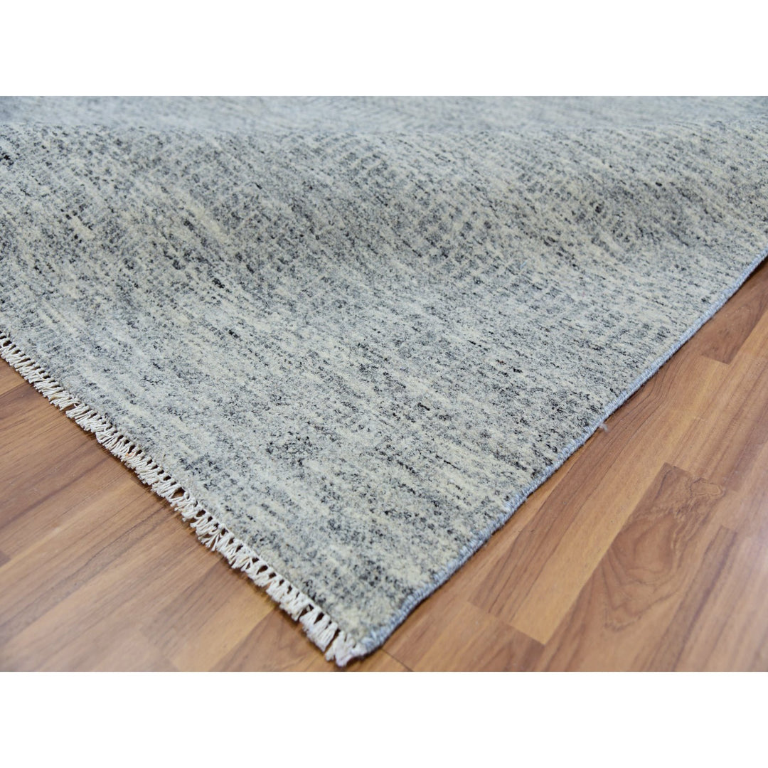 8'0" x 10'2" New Hand Knotted Grey Wool Rectangle Oriental Rug - MOA10279863