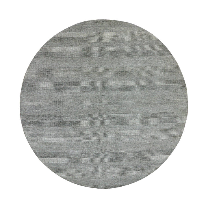 9'10" x 9'10" New Hand Knotted Grey Wool Round Oriental Rug - MOA10279875