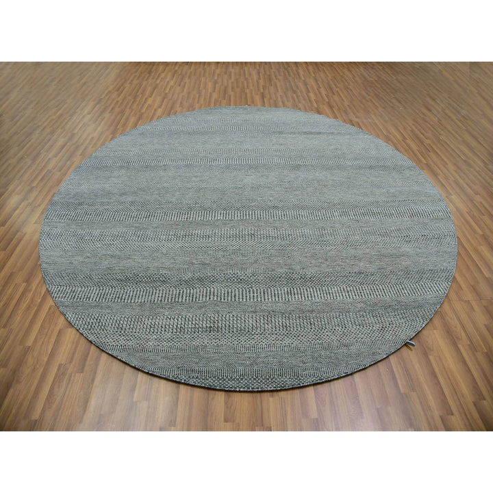 9'10" x 9'10" New Hand Knotted Grey Wool Round Oriental Rug - MOA10279875