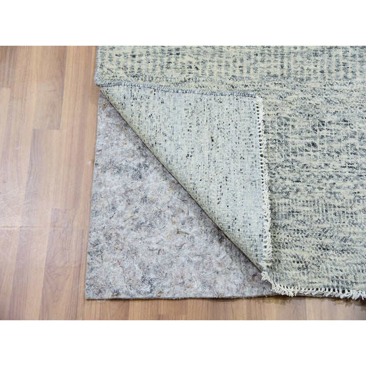 2'7" x 9'10" New Hand Knotted Grey Wool Runner Oriental Rug - MOA10279881