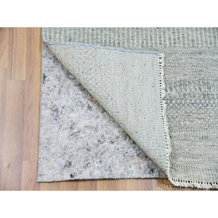 2'6" x 12'4" New Hand Knotted Grey Wool Runner Oriental Rug - MOA10279887