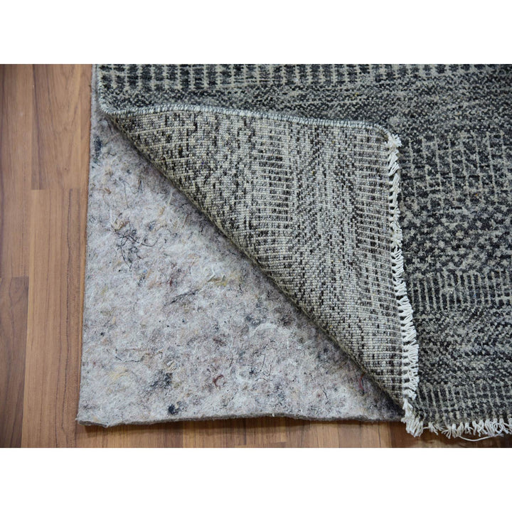 2'5" x 30'1" New Hand Knotted Grey Wool Runner Oriental Rug - MOA10279888