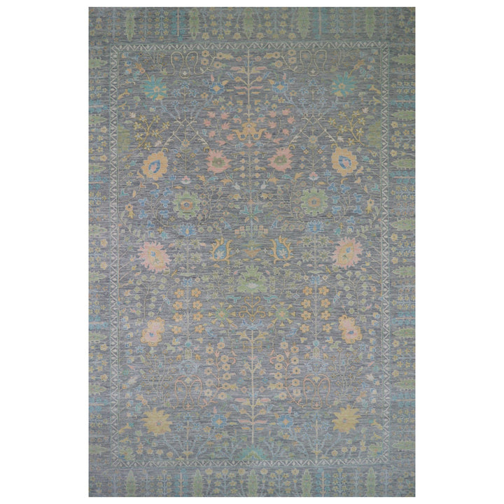 14'3" x 19'9" New Hand Knotted Grey Wool Rectangle Oriental Rug - MOA10279895