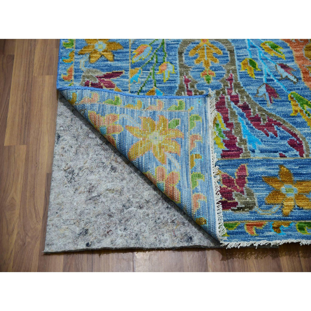 12'3" x 15'0" New Hand Knotted Blue Wool Rectangle Oriental Rug - MOA10279903