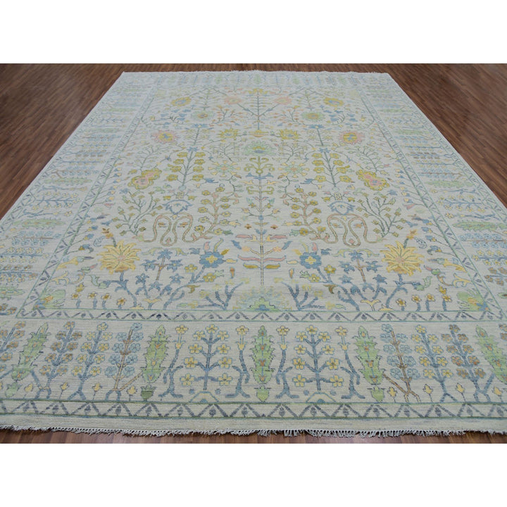 12'2" x 15'0" New Hand Knotted Ivory Wool Rectangle Oriental Rug - MOA10279905