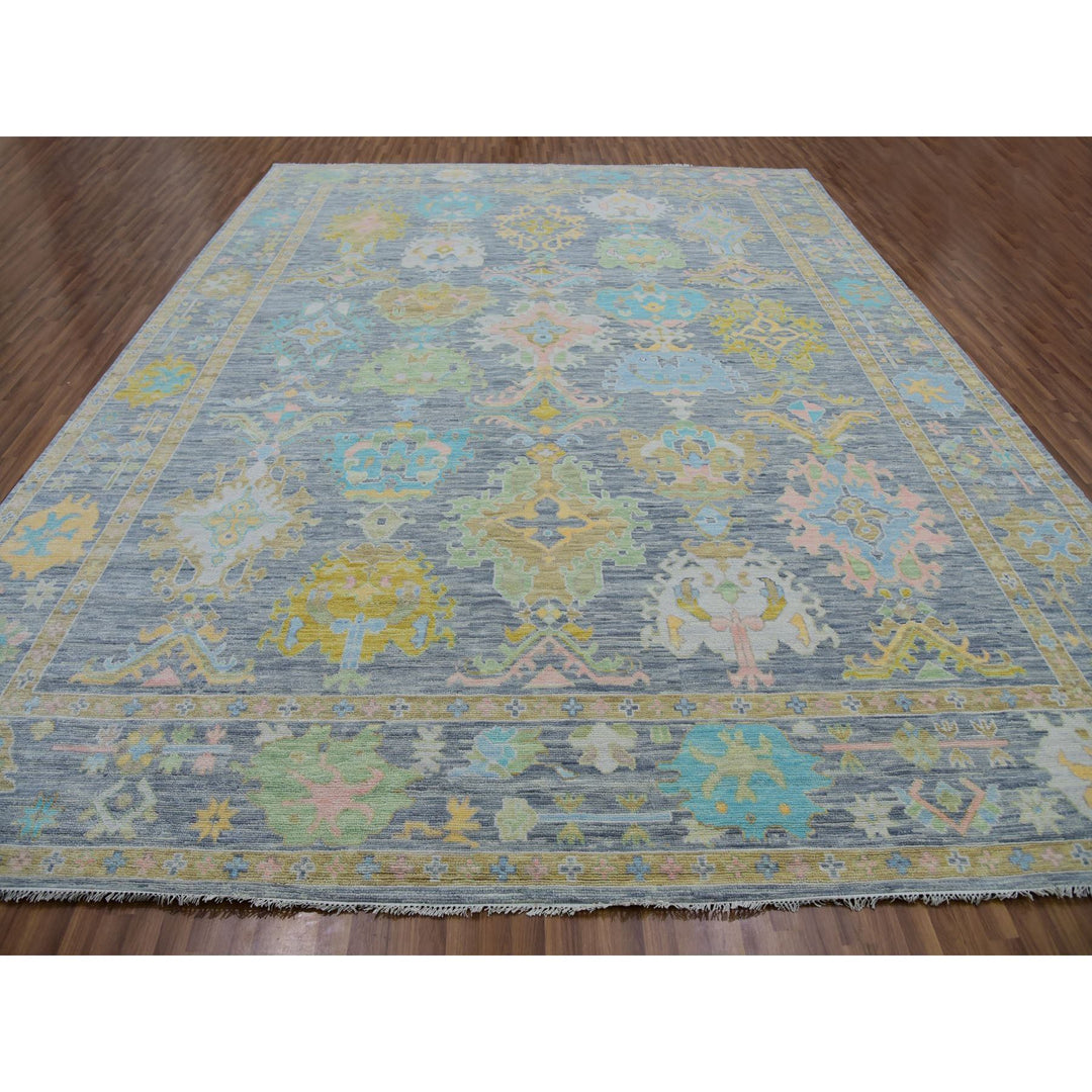 12'3" x 15'3" New Hand Knotted Grey Wool Rectangle Oriental Rug - MOA10279906