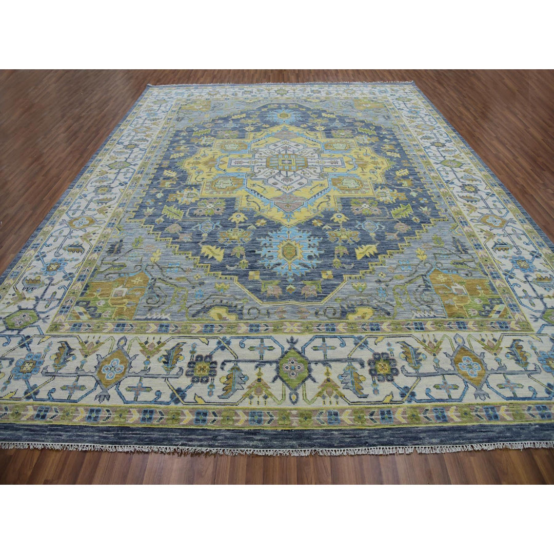 11'10" x 14'9" New Hand Knotted Grey Wool Rectangle Oriental Rug - MOA10279912