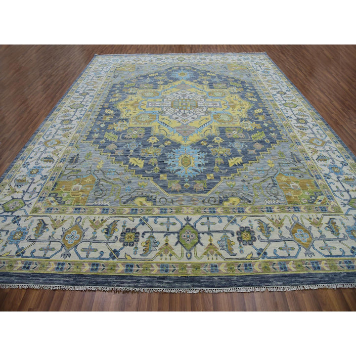 11'10" x 14'9" New Hand Knotted Grey Wool Rectangle Oriental Rug - MOA10279912