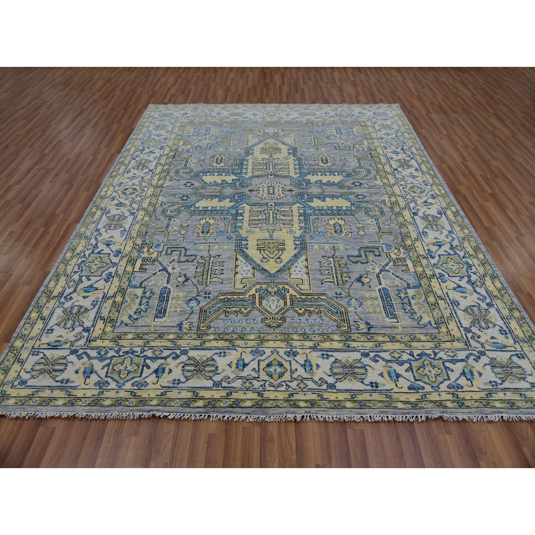 8'0" x 10'1" New Hand Knotted Grey Wool Rectangle Oriental Rug - MOA10279917