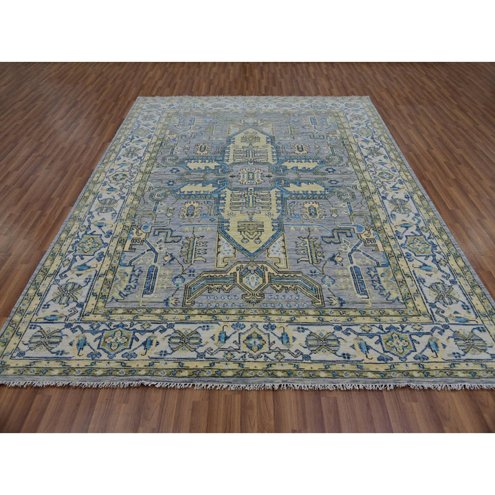 8'0" x 10'1" New Hand Knotted Grey Wool Rectangle Oriental Rug - MOA10279917