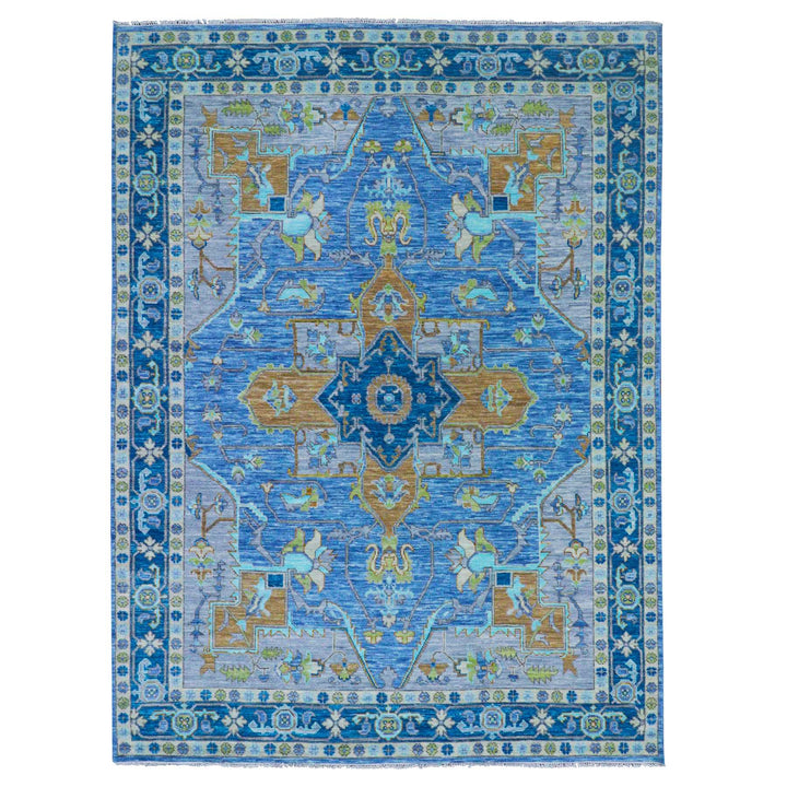 9'2" x 12'2" New Hand Knotted Blue Wool Rectangle Oriental Rug - MOA10279926