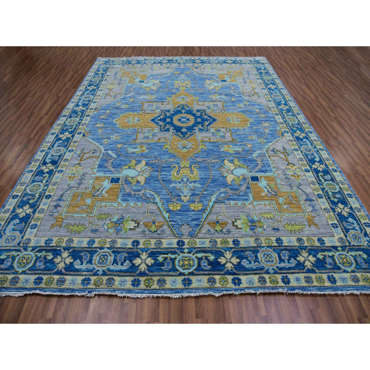 9'2" x 12'2" New Hand Knotted Blue Wool Rectangle Oriental Rug - MOA10279926