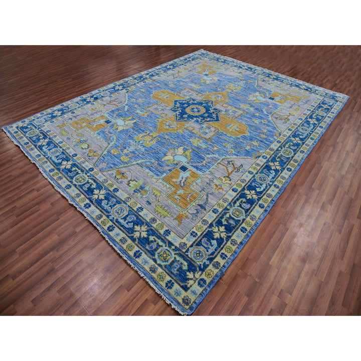 9'2" x 12'2" New Hand Knotted Blue Wool Rectangle Oriental Rug - MOA10279926