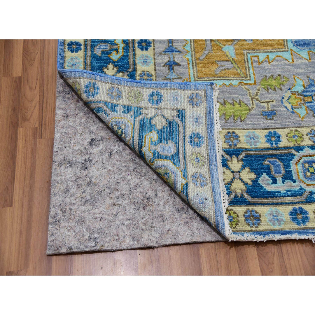 9'2" x 12'2" New Hand Knotted Blue Wool Rectangle Oriental Rug - MOA10279926