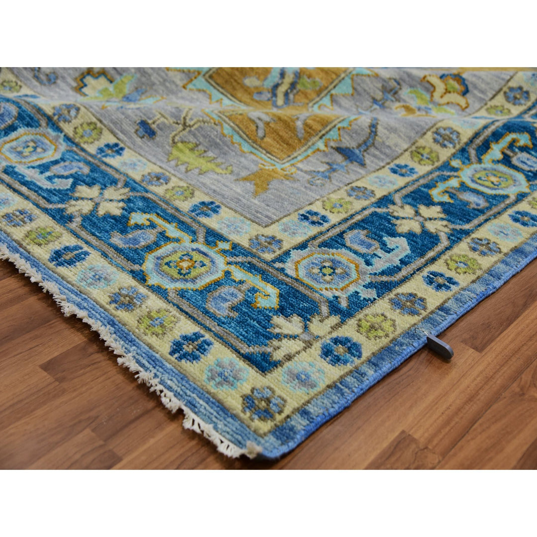 9'2" x 12'2" New Hand Knotted Blue Wool Rectangle Oriental Rug - MOA10279926