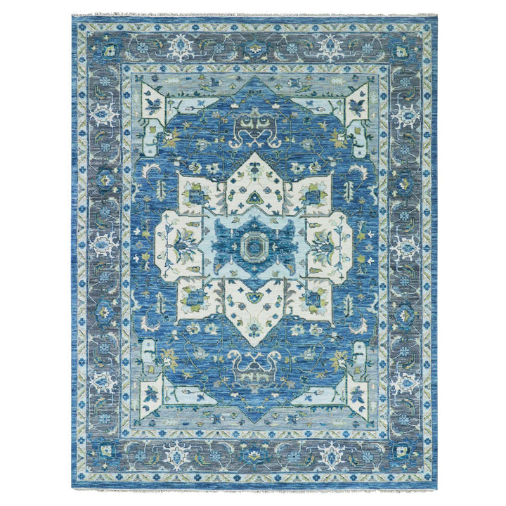 9'2" x 12'0" New Hand Knotted Blue Cotton Rectangle Oriental Rug - MOA10279928