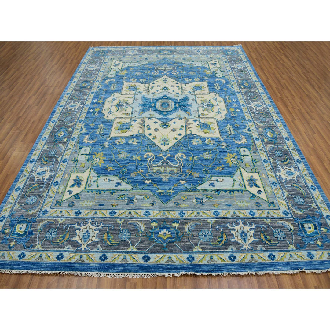 9'2" x 12'0" New Hand Knotted Blue Cotton Rectangle Oriental Rug - MOA10279928