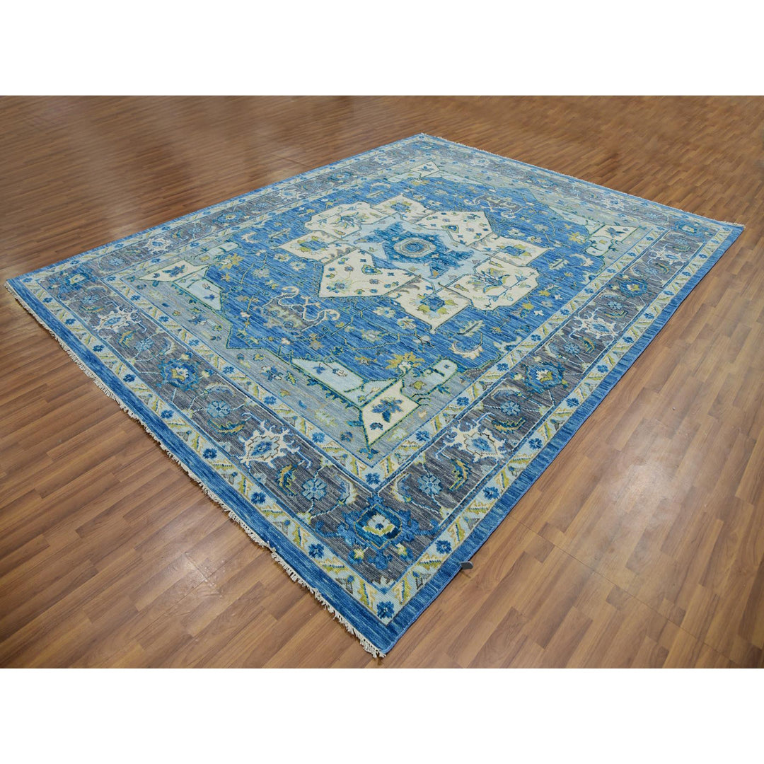 9'2" x 12'0" New Hand Knotted Blue Cotton Rectangle Oriental Rug - MOA10279928