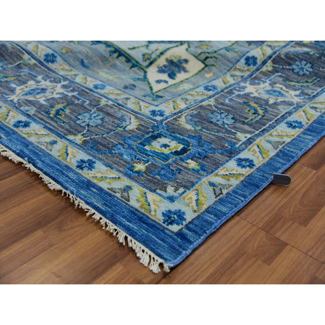 9'2" x 12'0" New Hand Knotted Blue Cotton Rectangle Oriental Rug - MOA10279928