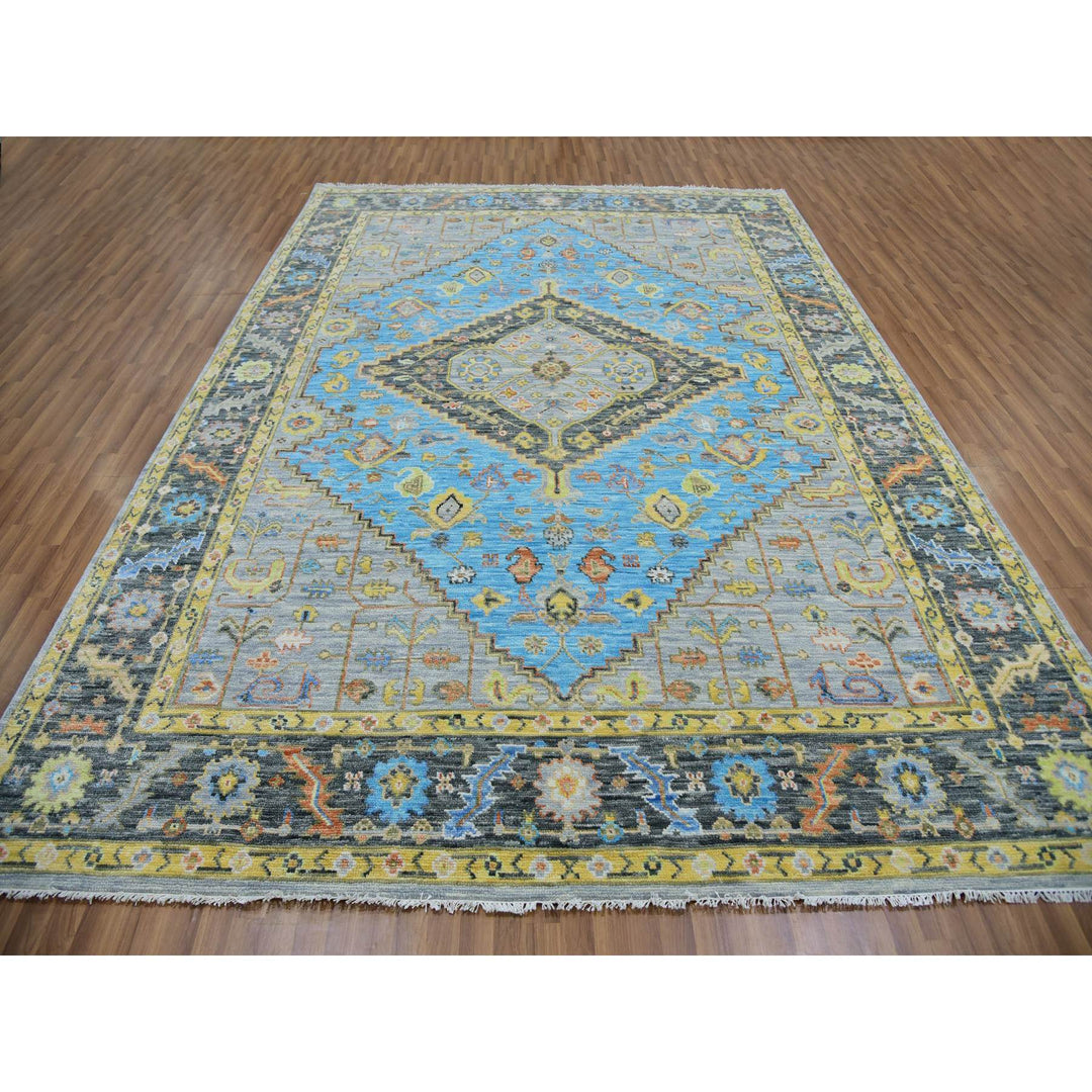 9'3" x 12'5" New Hand Knotted Blue Wool Rectangle Oriental Rug - MOA10279933