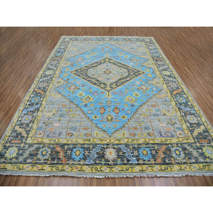 9'3" x 12'5" New Hand Knotted Blue Wool Rectangle Oriental Rug - MOA10279933