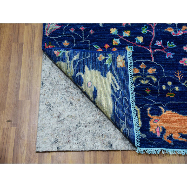 9'0" x 12'0" New Hand Knotted Blue Wool Rectangle Oriental Rug - MOA10279935